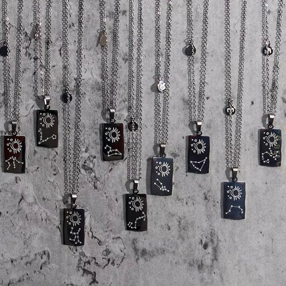 Sterling Silver SAGITTARIUS Stainless Steel Zodiac Sign Constellation Necklace - Picture 2 of 2